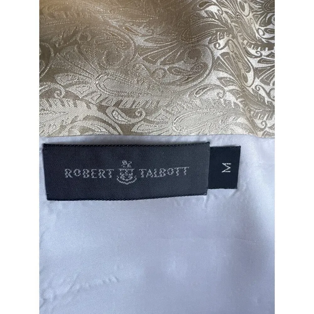 Gold Paisley 4 Pocket Button Down Vest M Robert Talbott silky satin